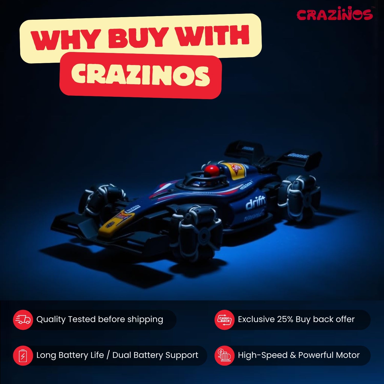 RC 4x4 Rise X One Drift Smoke Car, 2.4Ghz Hand Sensor Gesture Control Sports Racing Car, 360° Rotation with Lights, Music & Spin Stunt Remote Control Cars for 4+ | Best Birthday Gift