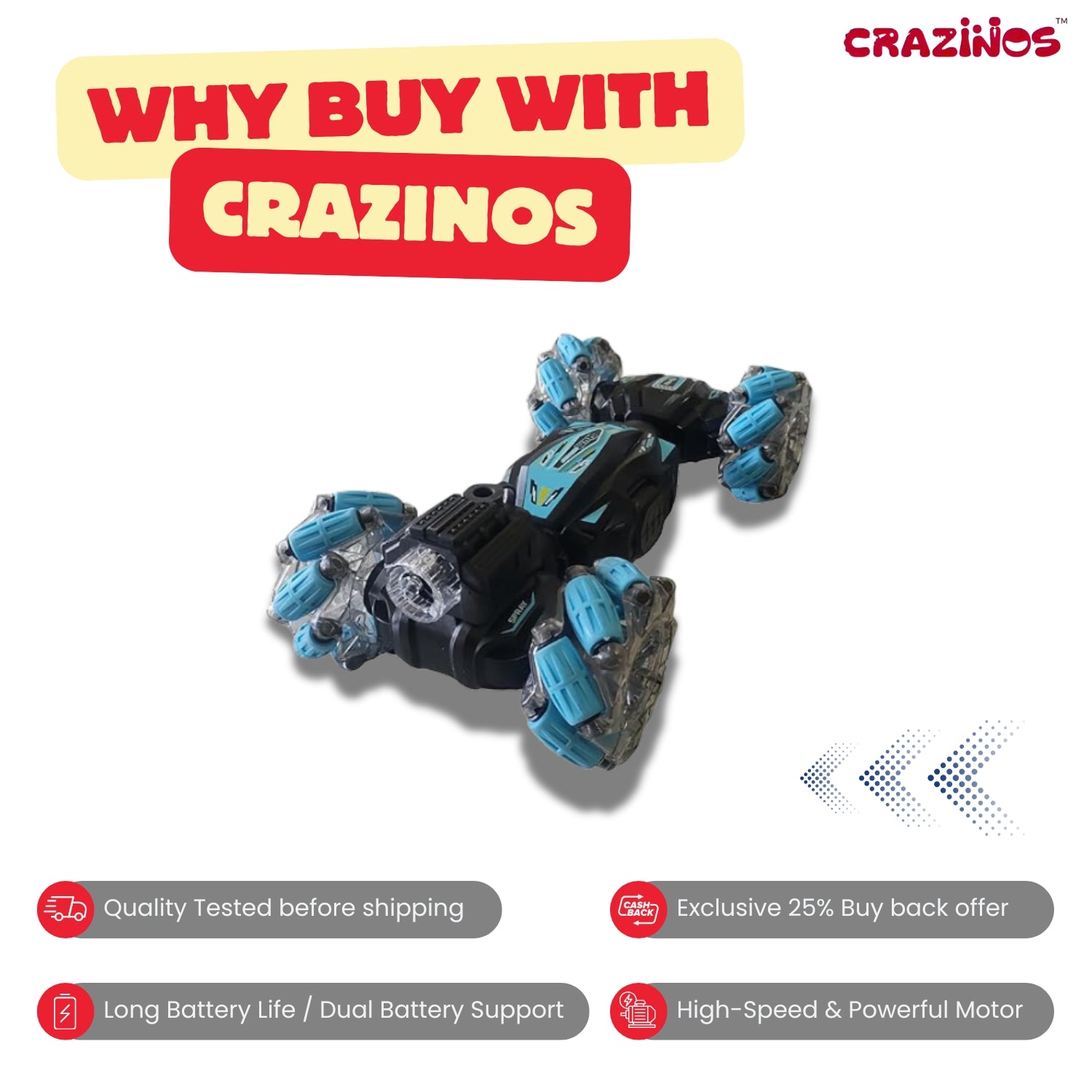 RC Stunt Car with Gesture Sensor, 2.4Ghz 4WD Double-Sided Off-Road Vehicle, 360 Degree Flips with Lights and Music for Kids Birthday Gift