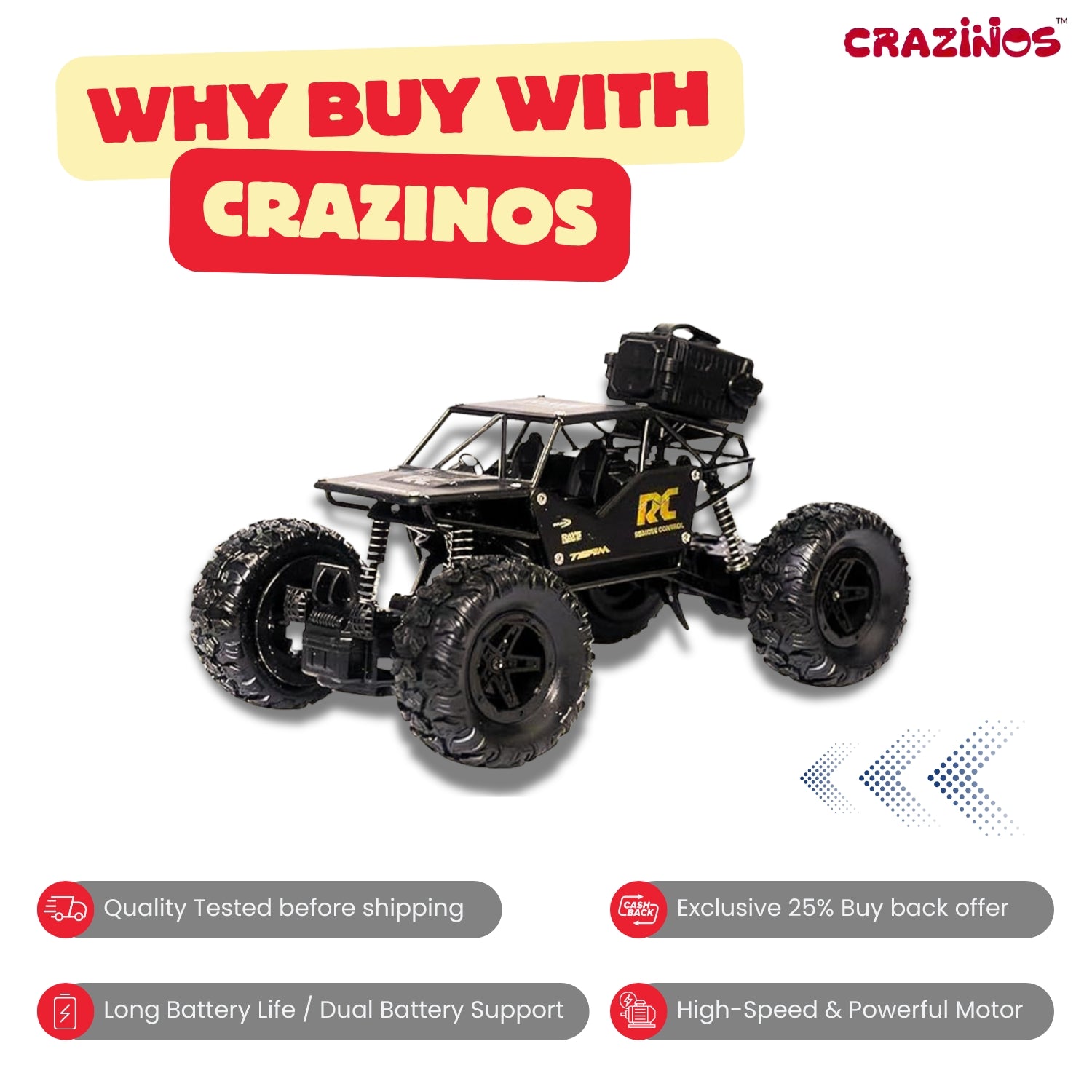 Alloy Dirt Drift RC Monster Truck - 1:16 Scale 4WD Rock Climber with Remote Control, High-Speed Off-Road Car (Black)