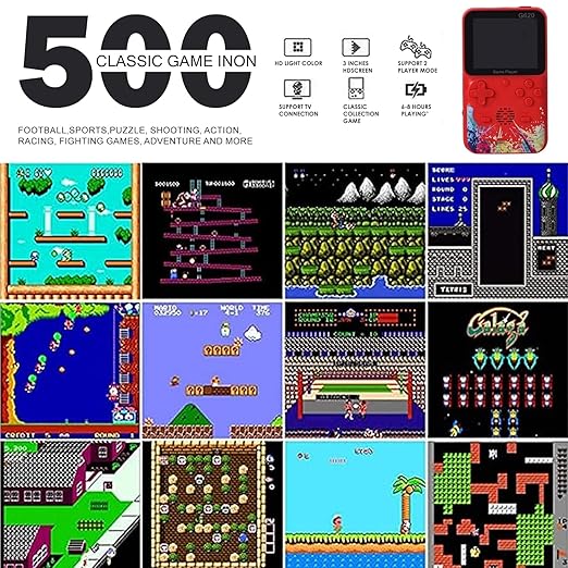 Handheld G620, 3.0 inch Screen Support Double Play Classic Games Built-in 620, Connect TV Support, Rechargeable