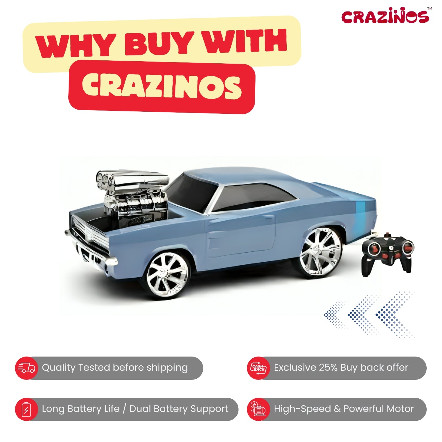 Toreto 8 RC Drift Stunt Car - 1:18 Scale High-Speed Racing Car with 2.4GHz Remote, Lights & Sound, Drift Sports Car for Kids & Adults