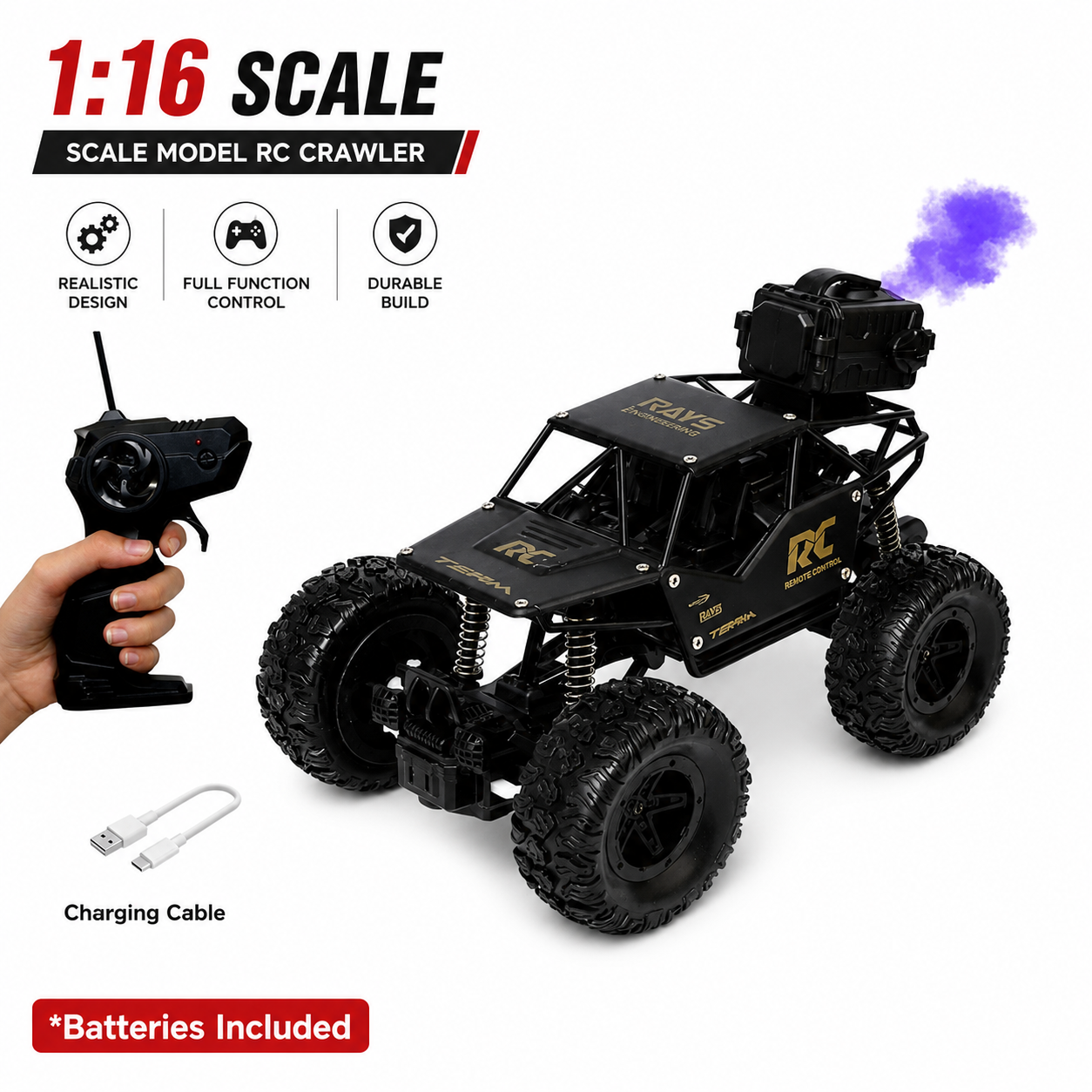Alloy Dirt Drift RC Monster Truck - 1:16 Scale 4WD Rock Climber