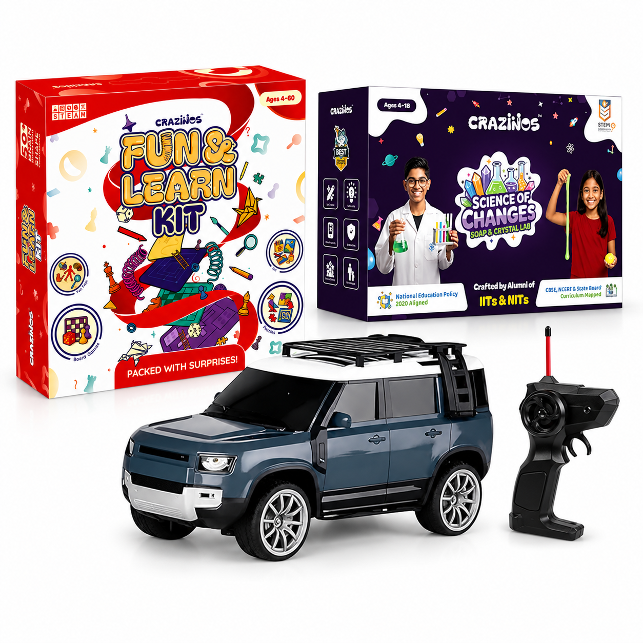 CRAZINOS Fun & Learn Games Kit, Soap & Crystal Making STEM Kit