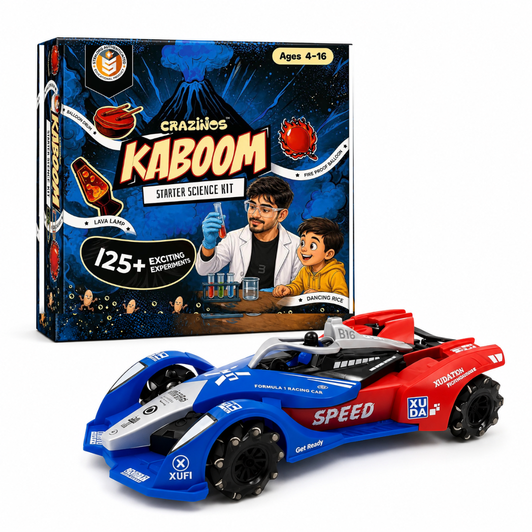CRAZINOS Ultimate STEM & Racing Combo for Kids | 125+ Science