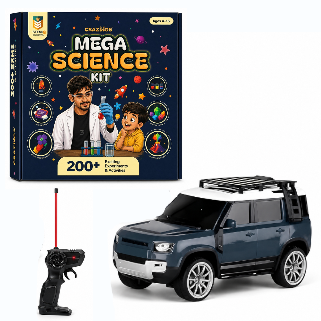 CRAZINOS Mega Science Kit & RC Defender Car Combo for Kids | 200+