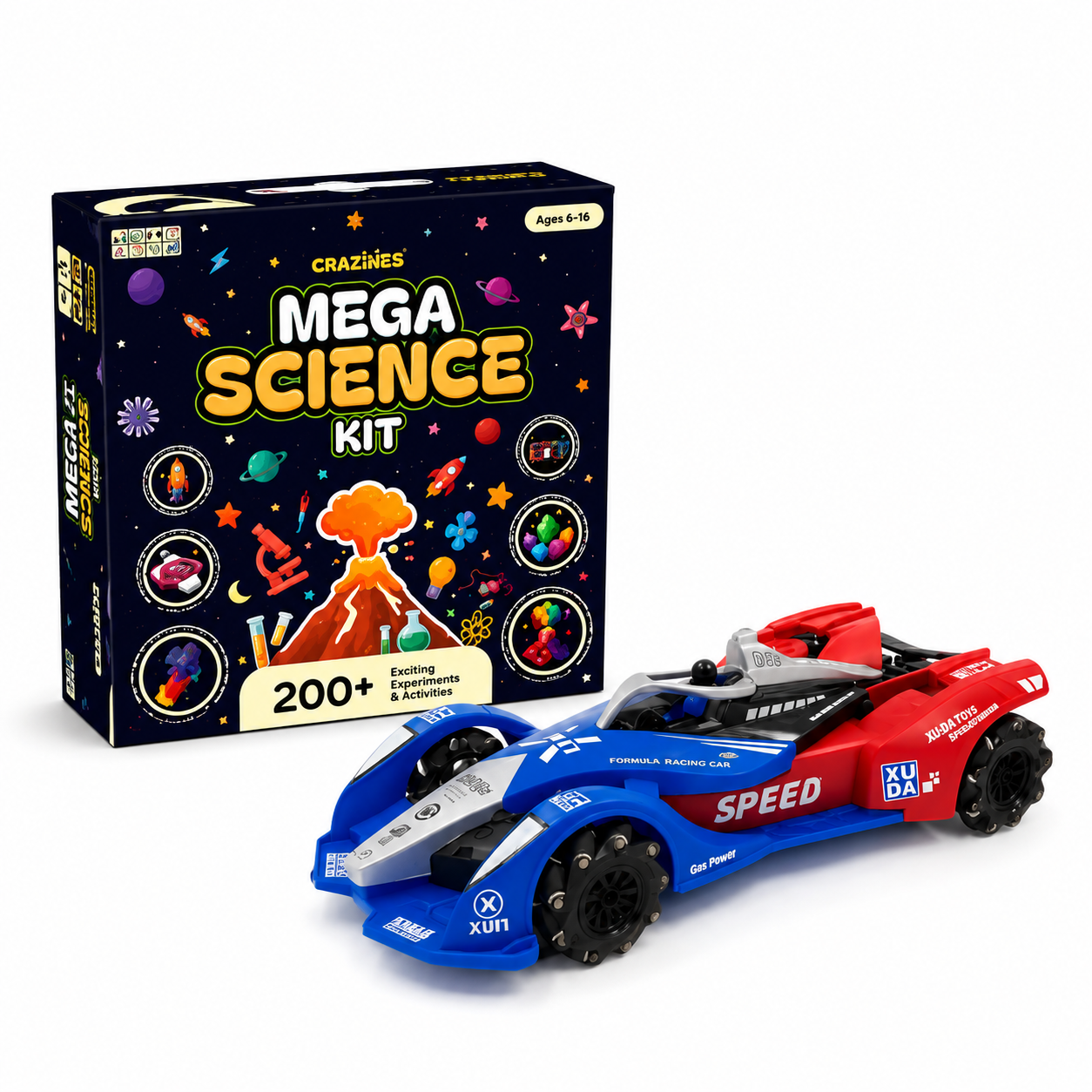 CRAZINOS Mega Science Kit & Gesture Control RC Racing Car Combo