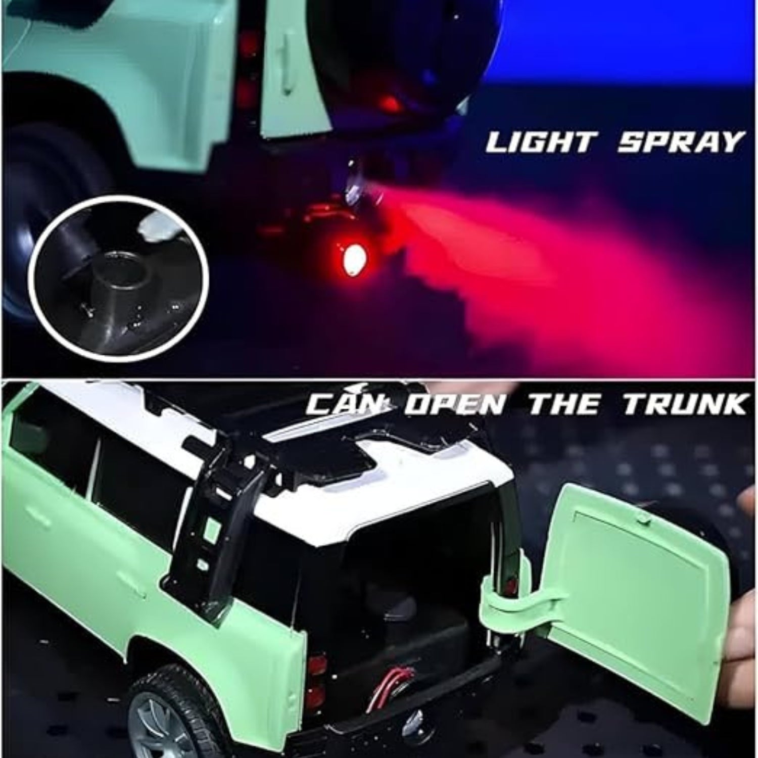 Sport Utility Vehicle Defender RC Car with LED Lights and Real Smoke Effect | 1:16 Scale Off-Road Remote Control Car for Kids  | Best Birthday Gift for Kids.