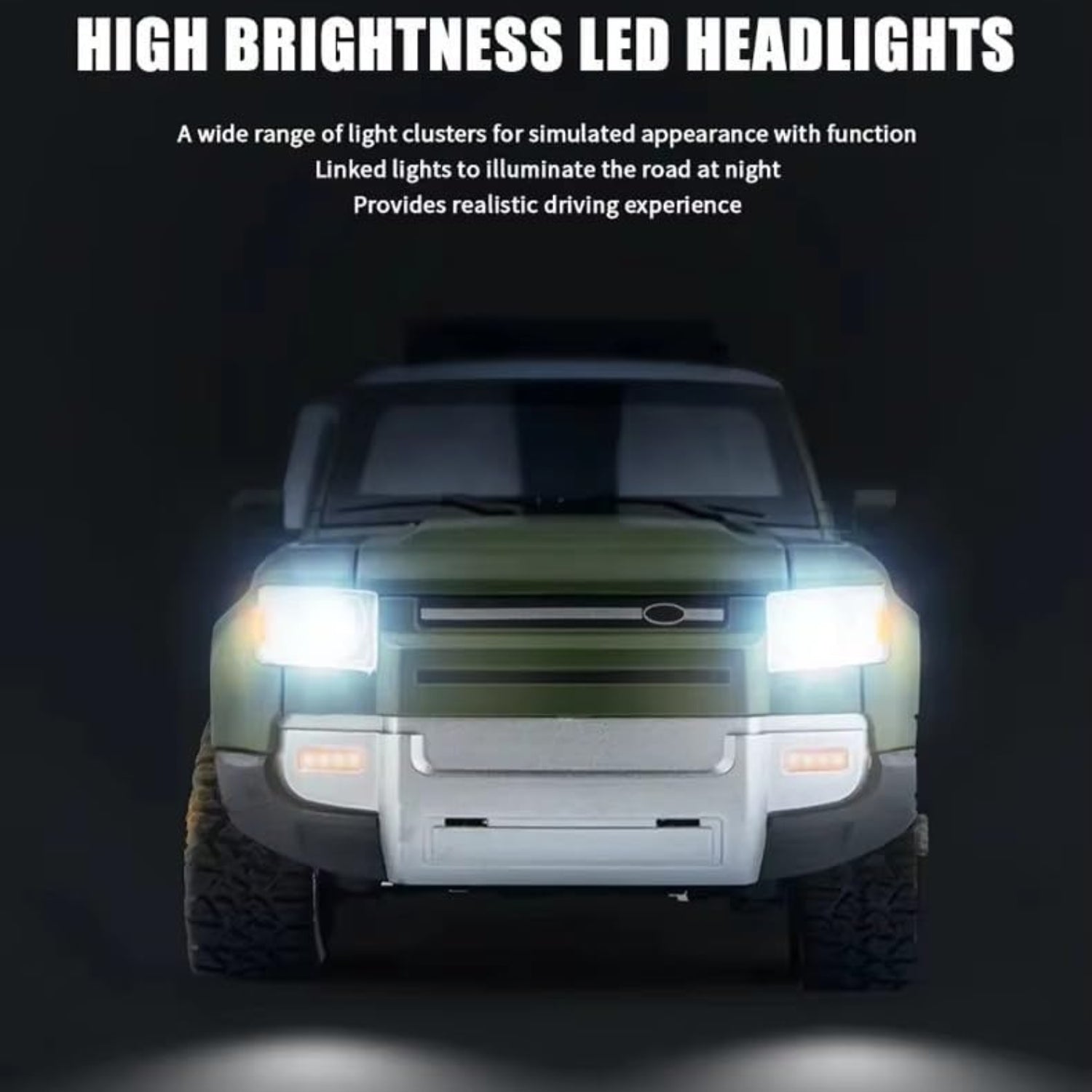 Sport Utility Vehicle Defender RC Car with LED Lights and Real Smoke Effect | 1:16 Scale Off-Road Remote Control Car for Kids  | Best Birthday Gift for Kids.