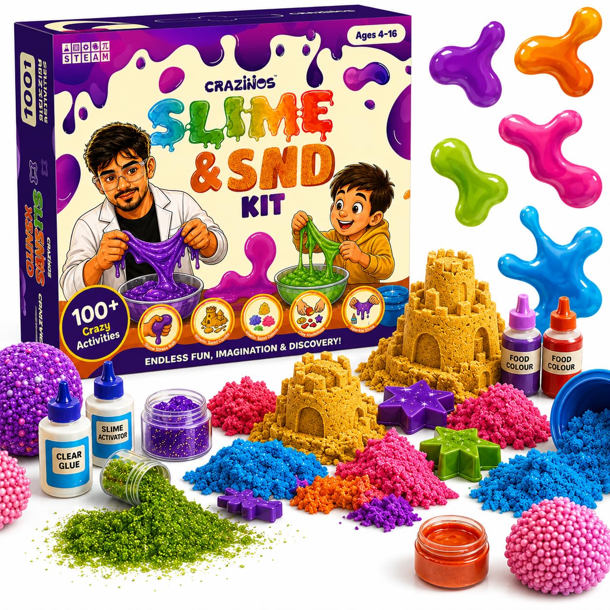 3 in 1 Slime, Sand and Clay Kit | 100+ Hands-On STEM & Sensory