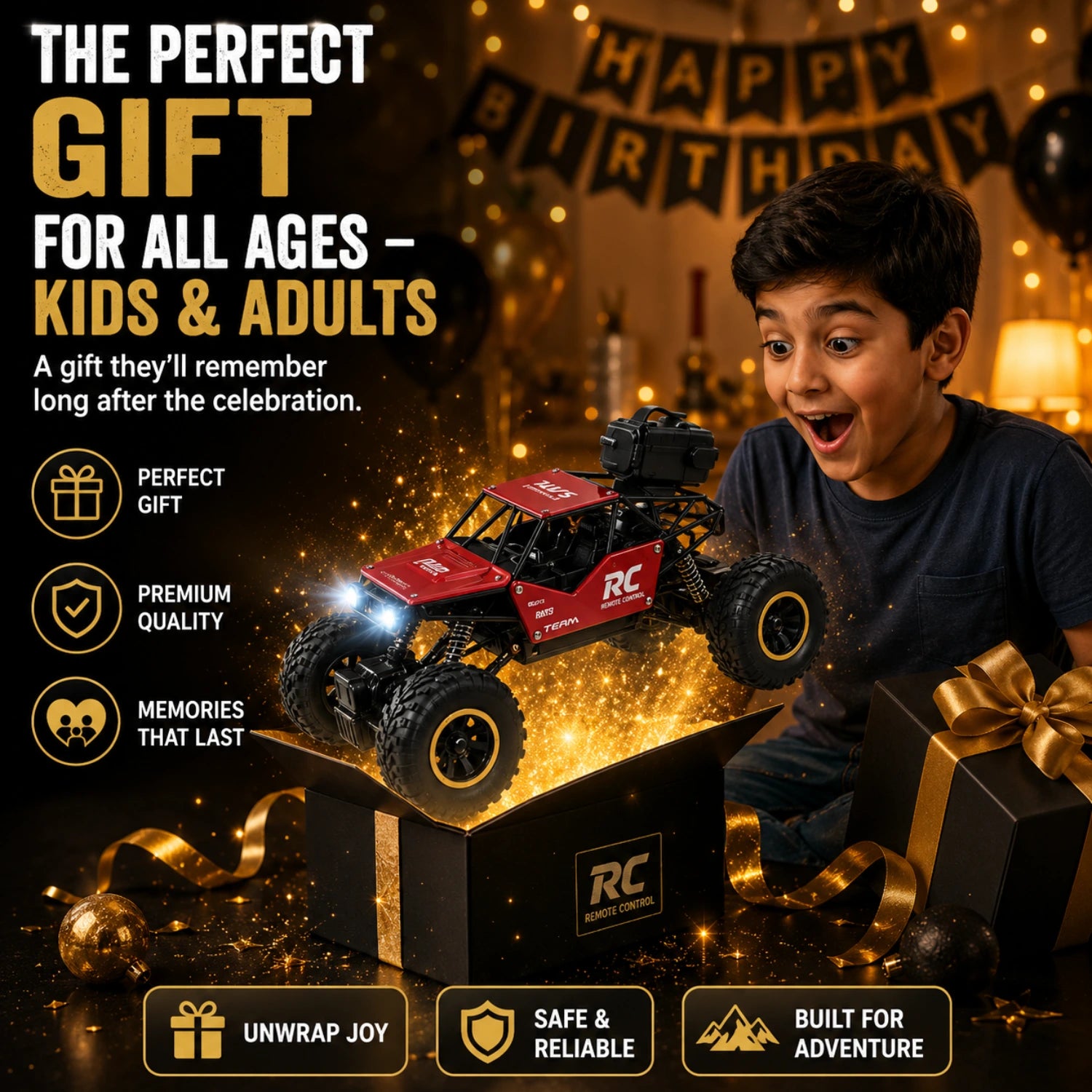 Crazinos Rock Explorer RED - RC Monster Truck with Smoke Effect (1:16)