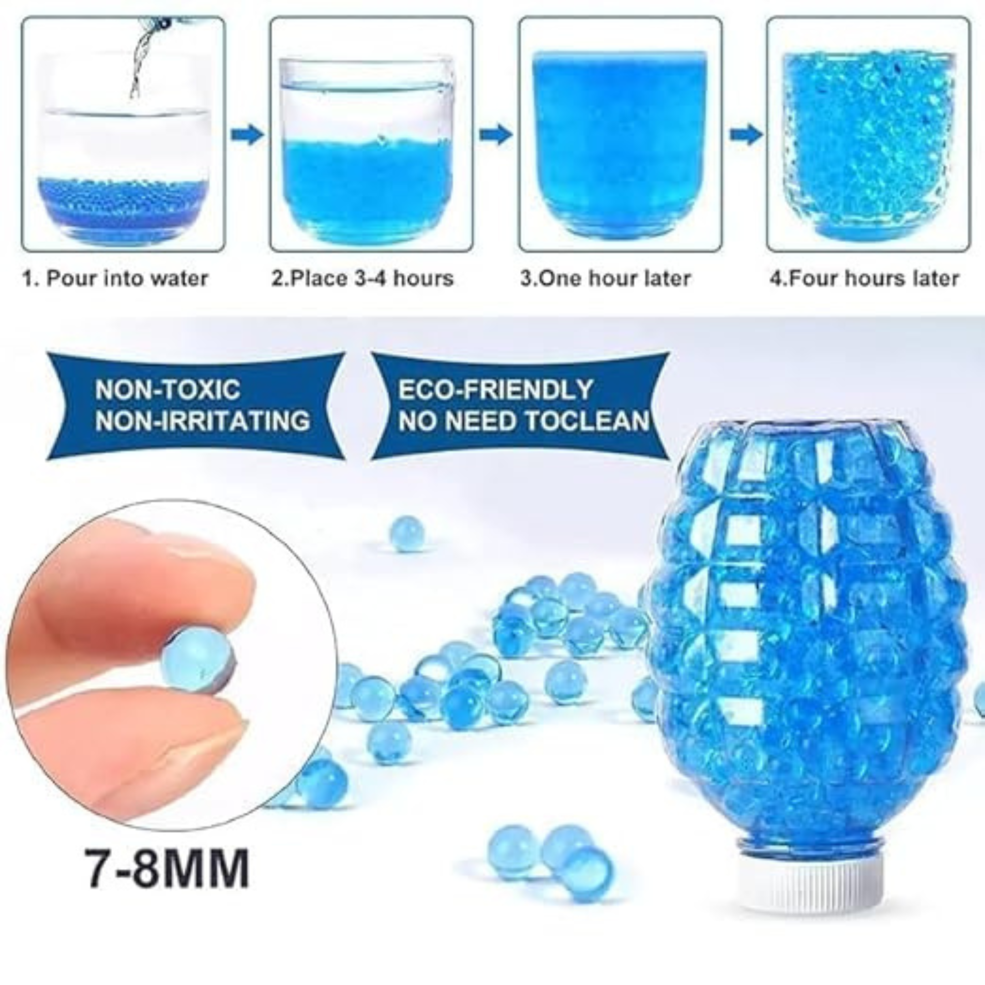 Crazinos Electric Gel Ball Blaster Toy Gun with Smoke and Light Effects | Rechargeable Automatic Water Gel Beads Shooting Toy for Outdoor Play (Kids 5+) | Best for Birthday Gift