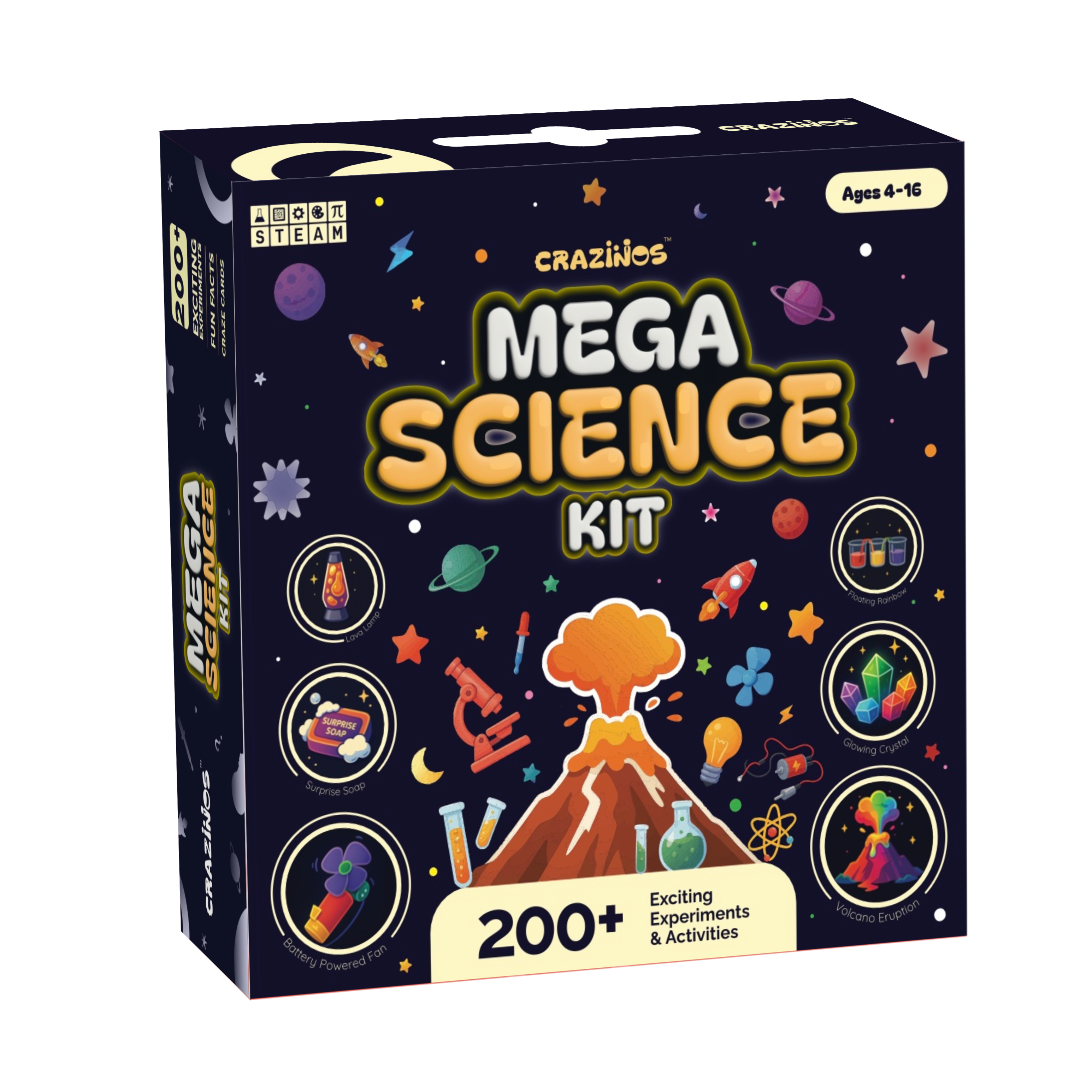 Mega Science Kit | School Projects |For 3 to 4 Learners | Ages 4 to 16| 200+ experiments and funfacts