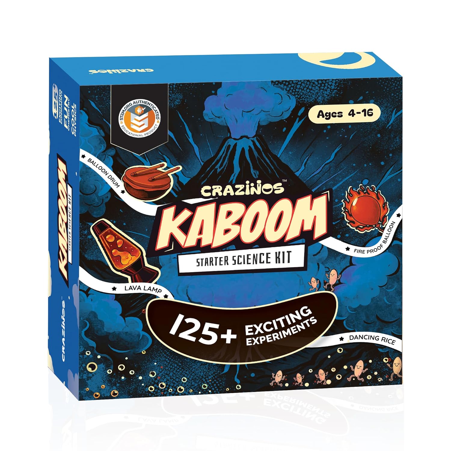 Kaboom Kit for Kids | 125+ Experiments | for Boys and Girls Ages 4–16 | STEM Education Toy for School Projects, Birthday, Return Gifts | from Crazy XYZ