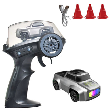 Desktop Remote Control Car | 2.4Ghz, 1:64 Scale | Best for Gift, Rc Cars, Remote Control Car Toy, Rc Drifting Cars, Interchangable Wheel Sleeves, 4 Light & 2 Speed Modes (MINI RC CAR)