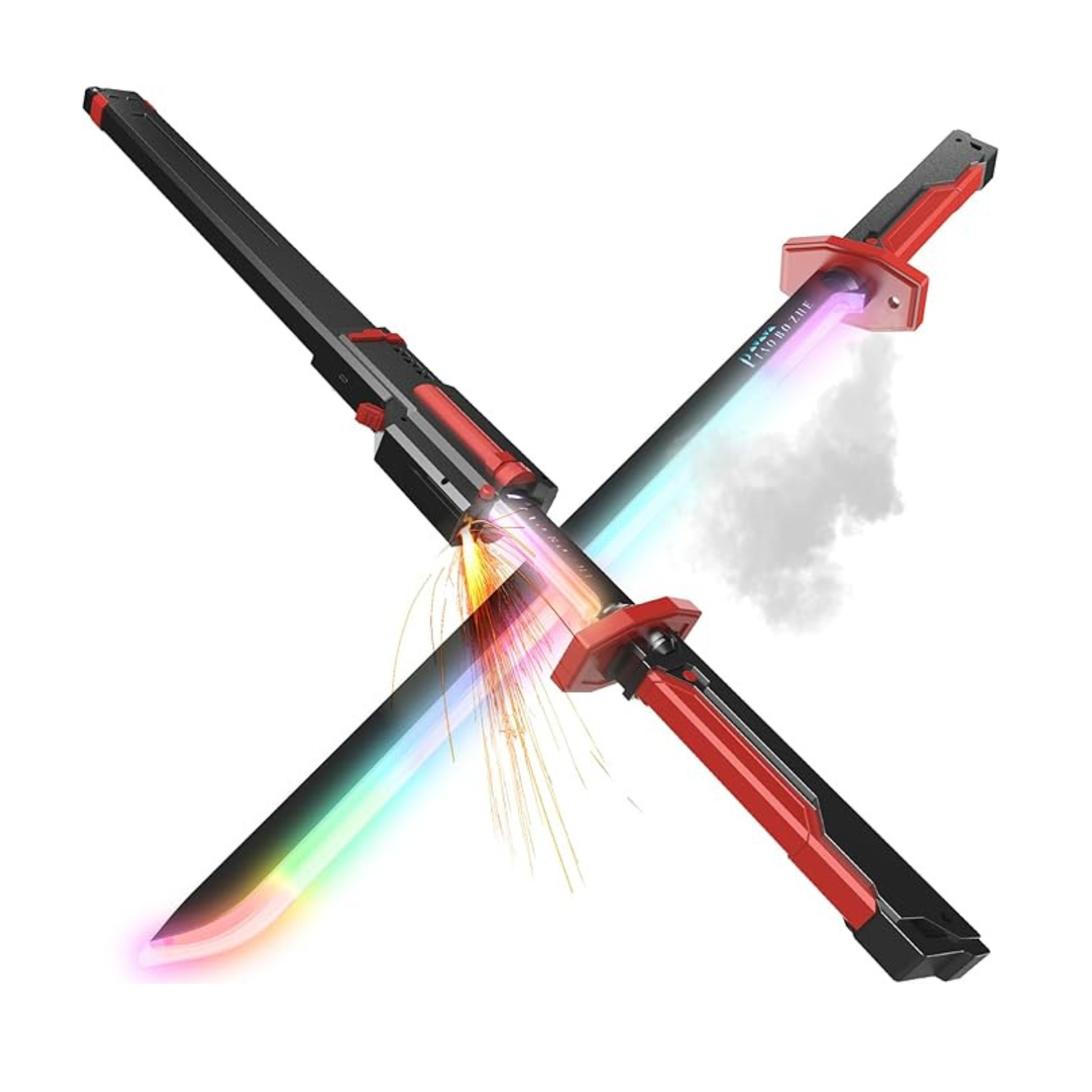 Crazinos Neon LED Spark Sword with Sound and Fog, Type-C Recharge, 31.5" Glowing Ninja Blade Weapon for Kids and Adults, Toys for Cosplay