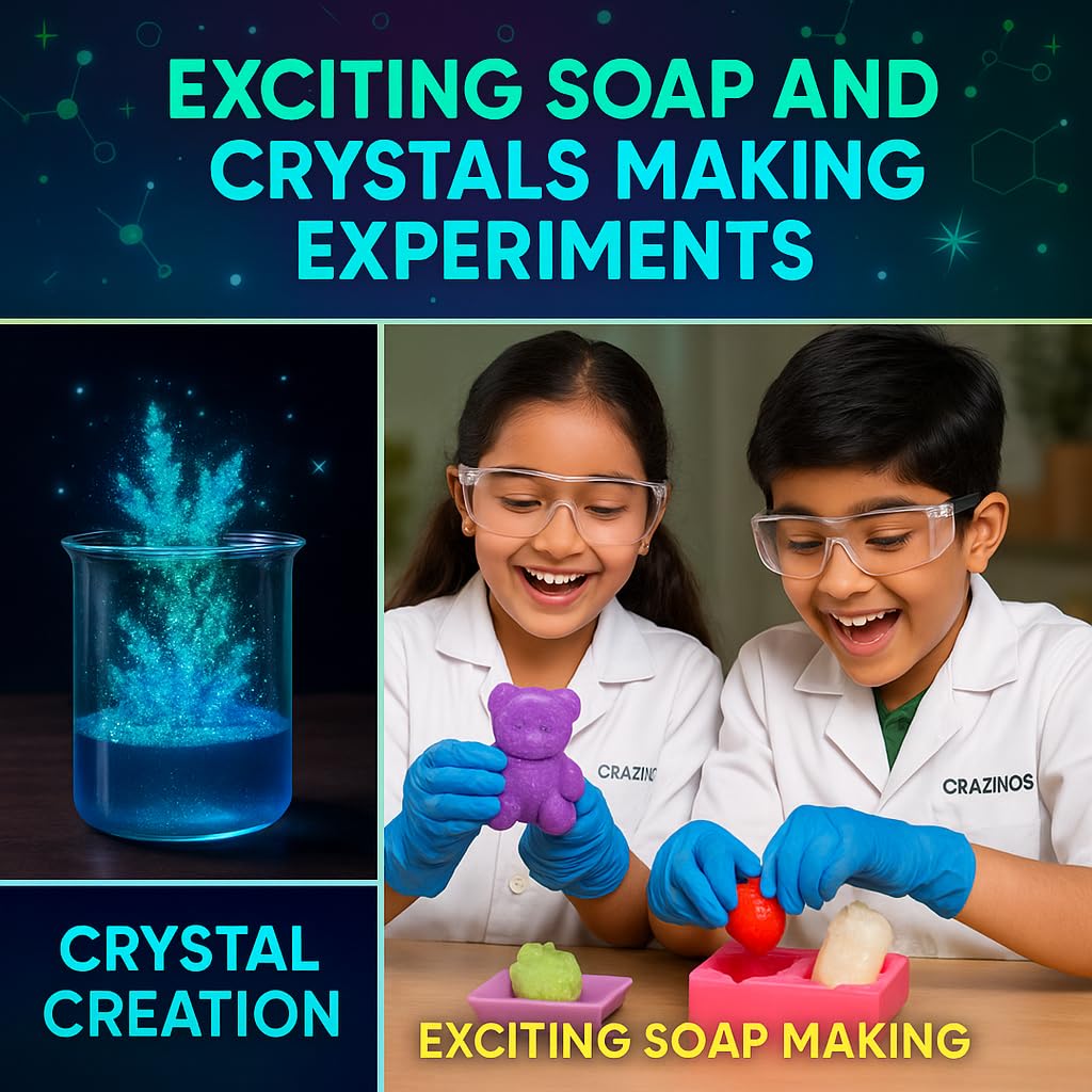 Science of Changes Soap & Crystal Making Kit for Kids |  for Boys and Girls Ages 4–18 | STEM Education Toy for School Projects, Learning & Birthday, Return Gifts | from Crazy XYZ