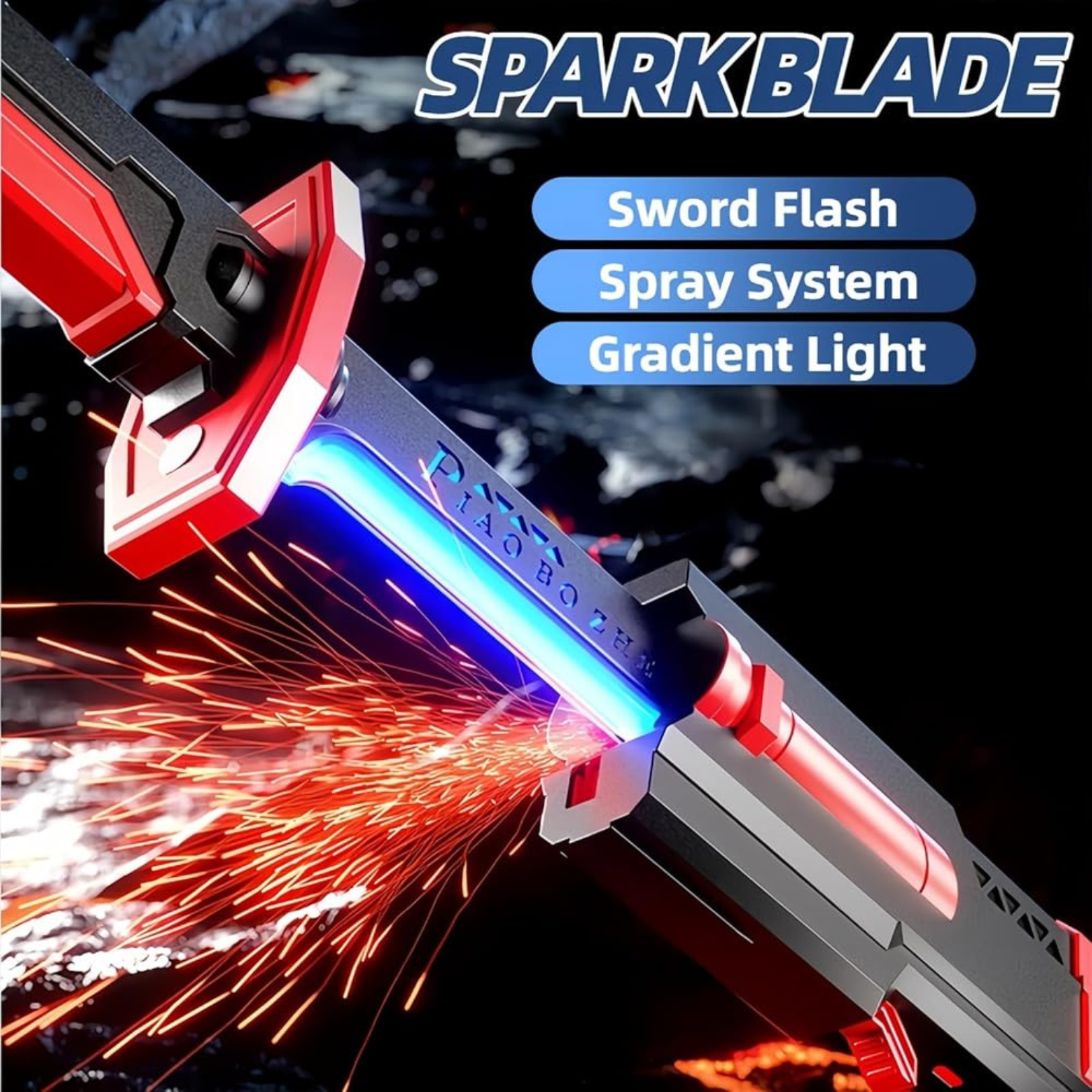 Crazinos Neon LED Spark Sword with Sound and Fog, Type-C Recharge, 31.5" Glowing Ninja Blade Weapon for Kids and Adults, Toys for Cosplay