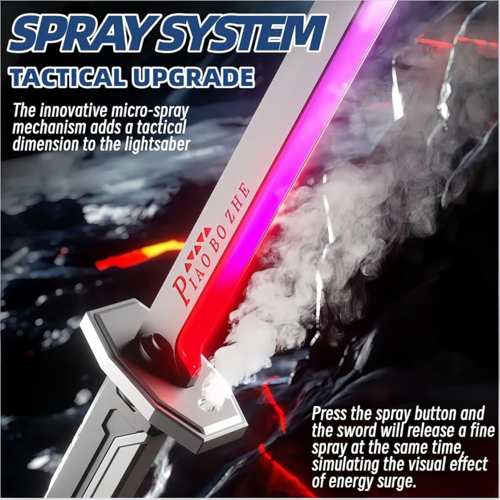 Crazinos Neon LED Spark Sword with Sound and Fog, Type-C Recharge, 31.5" Glowing Ninja Blade Weapon for Kids and Adults, Toys for Cosplay