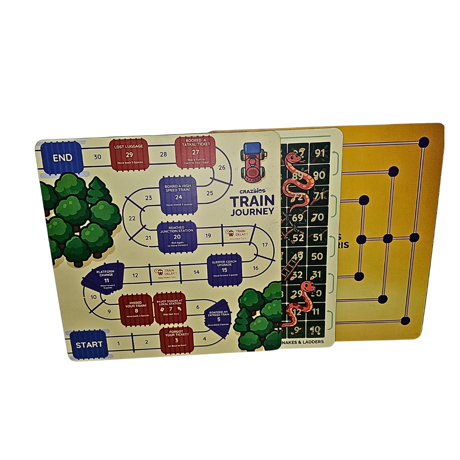 Crazinos 6-in-1 Game Galaxy Pack for Kids – Educational Board Games | Chess, Tic Tac Toe, Train Journey & More | Fun Learning Toy for Boys & Girls (Age 5+)