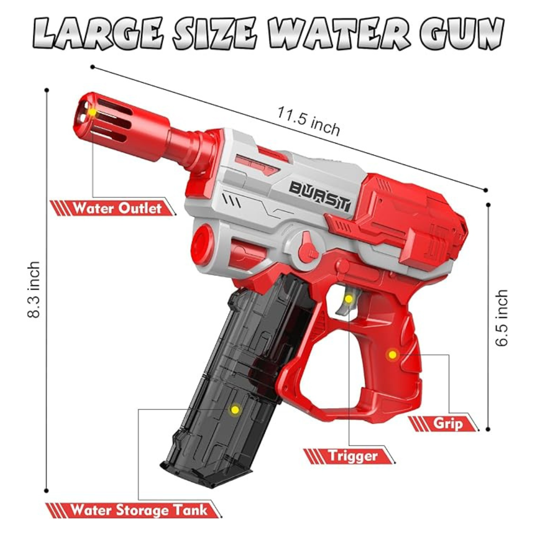 Crazinos Electric Water Gun for Holi - Long Range Up to 32 Ft Rechargeable Pichkari for Kids & Adults