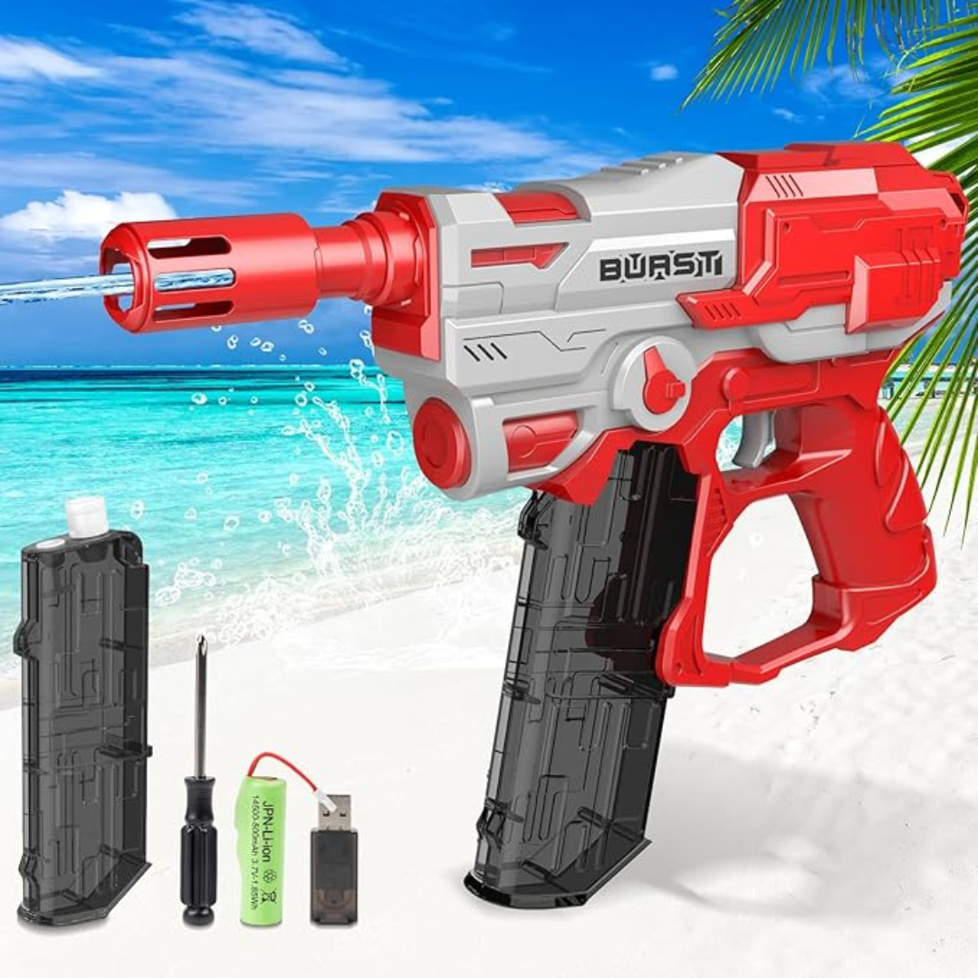 Crazinos Electric Water Gun for Holi - Long Range Up to 32 Ft Rechargeable Pichkari for Kids & Adults