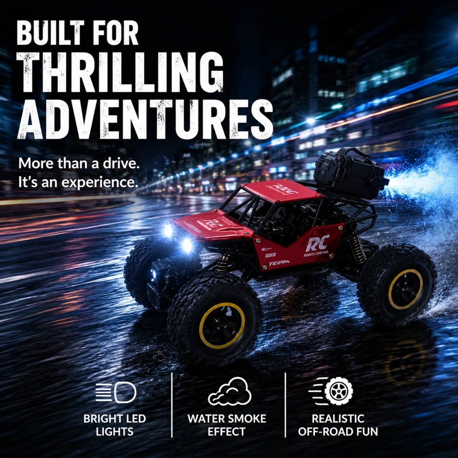 Crazinos Rock Explorer RED - RC Monster Truck with Smoke Effect (1:16)
