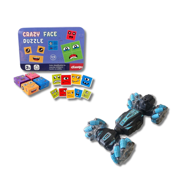 Crazinos RC Gesture Car & Wooden Puzzle Combo | Educational & Action Toys | Perfect Birthday Gift for Kids 4+