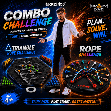 CRAZINOS Rope Puzzle & Triangle Chess Combo Game Set | Brain Teaser Strategy Board Games for Kids & Adults