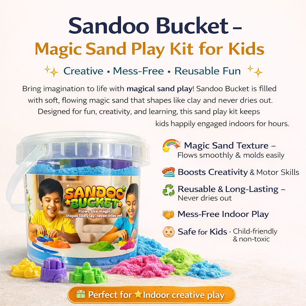 Crazinos Kids Learning Combo Pack | Kinetic Sand 1kg + 6-in-1 Board Games + India Map Puzzle + Tangram + Musical Water Whistle | STEM & Sensory Educational Toys for Kids Age 3+