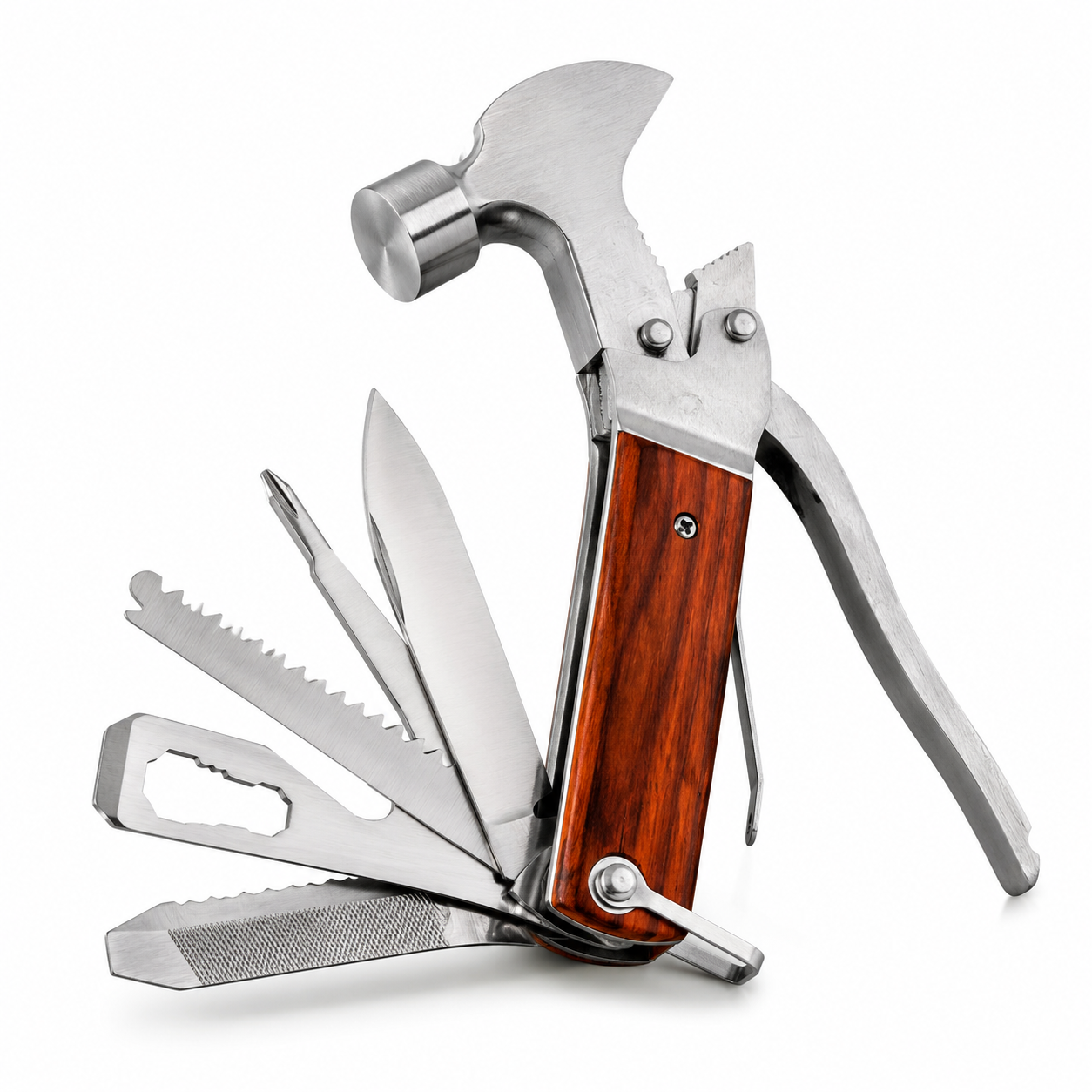 CRAZINOS 10-in-1 Multi Tool Hammer Axe | Stainless Steel Camping Survival Tool with Hatchet, Pliers, Saw & Screwdrivers