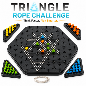 CRAZINOS Triggle Triangle Chess Board Game for Kids & Adults | Rubber Band Strategy Puzzle Game | Fun Family Interactive Brain Teaser for 2-4 Players | Educational & Logical Thinking Game (Multicolor)