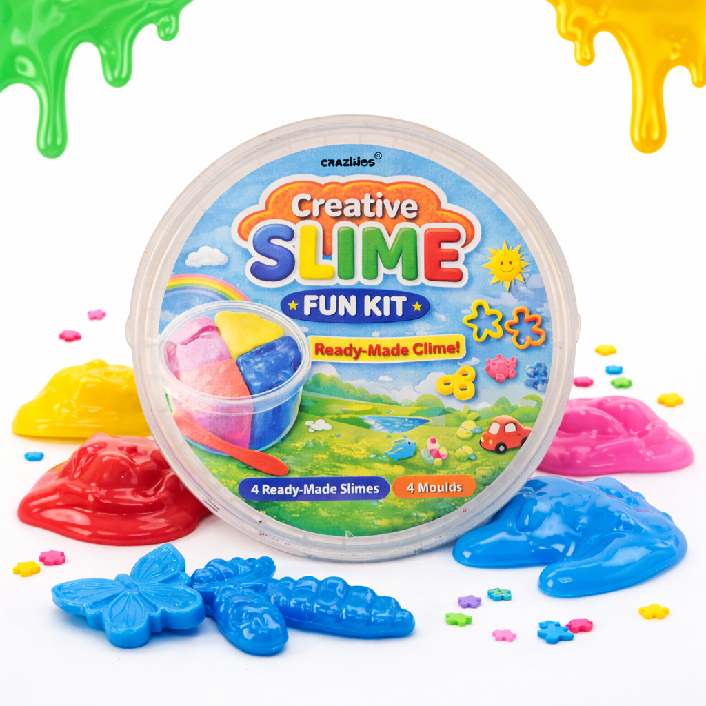Crazinos Kids Ready Made Slime | Bucket Set with Moulds Art Slime