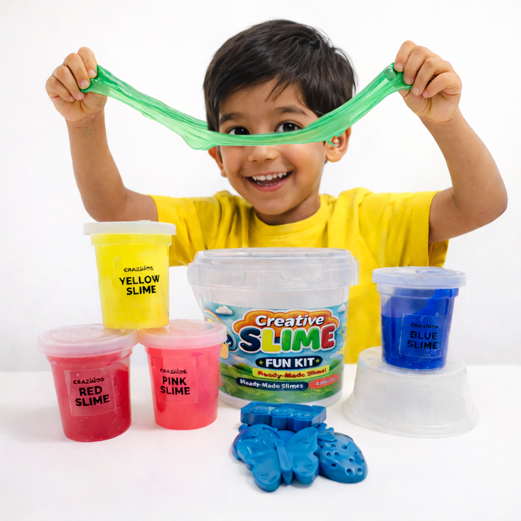 Crazinos Kids Ready Made Slime | Bucket Set with Moulds Art Slime