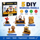 CRAZINOS 5-in-1 DIY STEM  Kit for Kids | Electric Fan, Gear Transmission, Hand Generator & Carousel Models | Educational Science Project Kit | Ages 8+