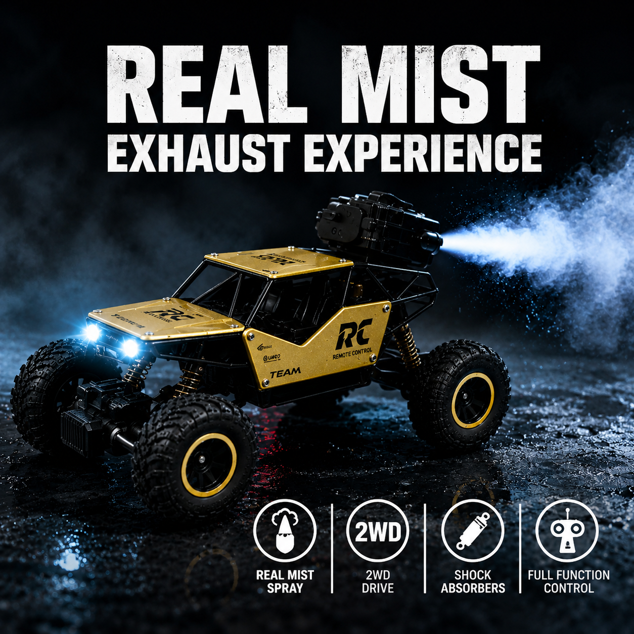 Crazinos Rock Explorer GOLDEN - RC Monster Truck with Smoke Effect (1:16)