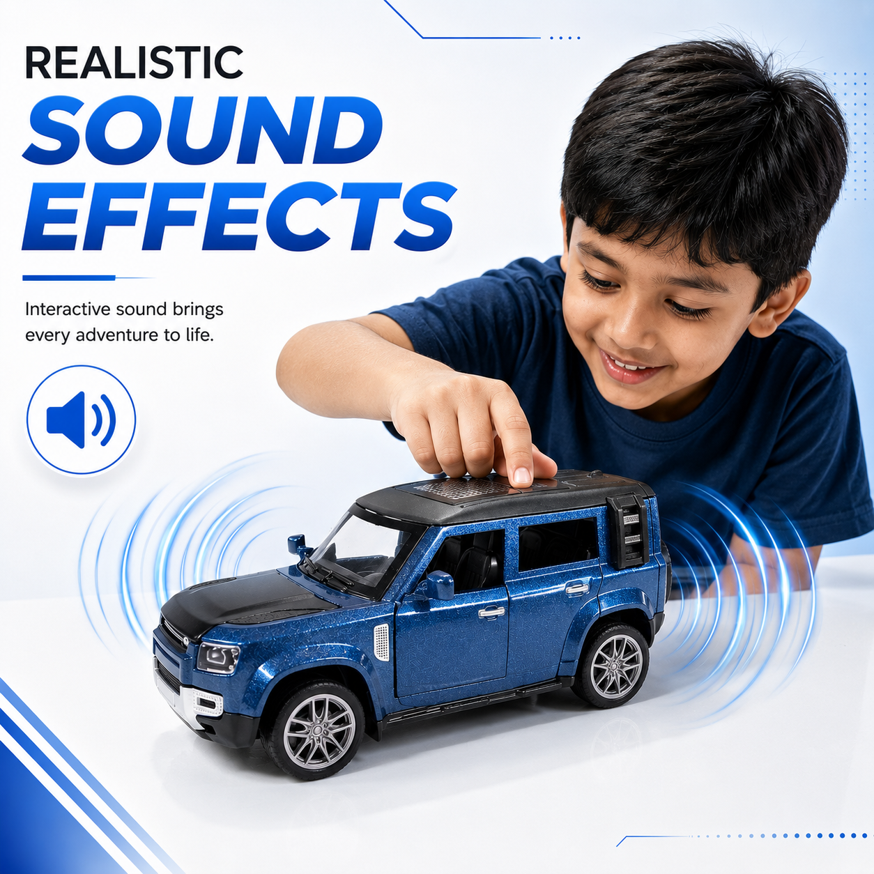 CRAZINOS Pull Back Toy Car with Openable Doors, Lights & Sound | Die-Cast Metal Car for Kids