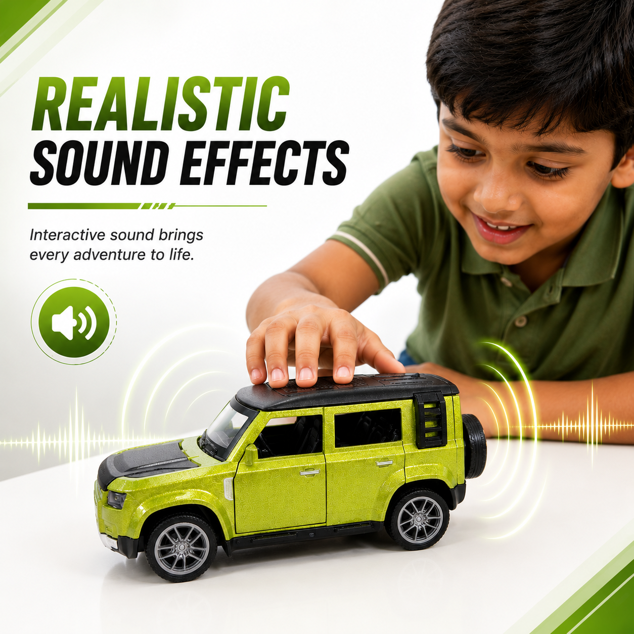 CRAZINOS Pull Back Toy Car with Openable Doors, Lights & Sound | Die-Cast Metal Car for Kids