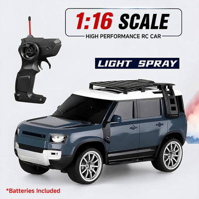 Sport Utility Vehicle Defender RC Car with LED Lights and Real Smoke Effect | 1:16 Scale Off-Road Remote Control Car for Kids  | Best Birthday Gift for Kids.