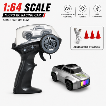Desktop Remote Control Car | 2.4Ghz, 1:64 Scale | Best for Gift, Rc Cars, Remote Control Car Toy, Rc Drifting Cars, Interchangable Wheel Sleeves, 4 Light & 2 Speed Modes (MINI RC CAR)