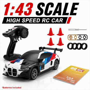 CRAZINOS RC Drift Car | 1:43 Scale | 4WD High Speed Car with Lights & Proportional Control | Ready to Run Age 4+
