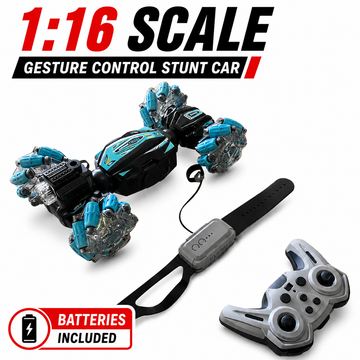 RC Stunt Car 1:16 Scale with Gesture Sensor, 2.4Ghz 4WD Double-Sided Off-Road Vehicle, 360 Degree Flips with Lights and Music for Kids Birthday Gift