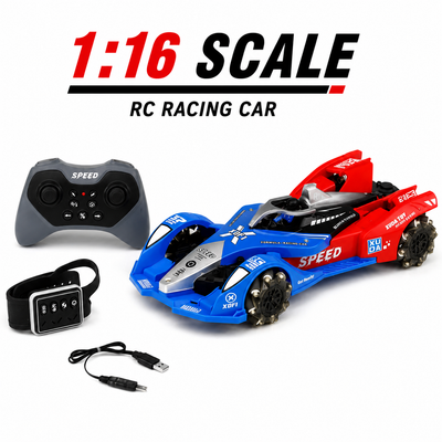 Captain America Gesture Contro| 1:16 Scale | RC Drift Car Toy with Lights, Music & Spray Mist | Rechargeable 4WD Racing Car for Kids 4+