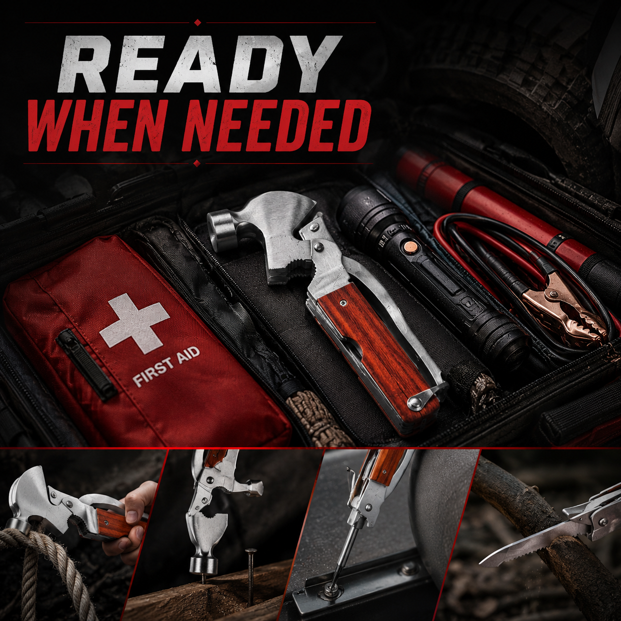 CRAZINOS 10-in-1 Multi Tool Hammer Axe | Stainless Steel Camping Survival Tool with Hatchet, Pliers, Saw & Screwdrivers