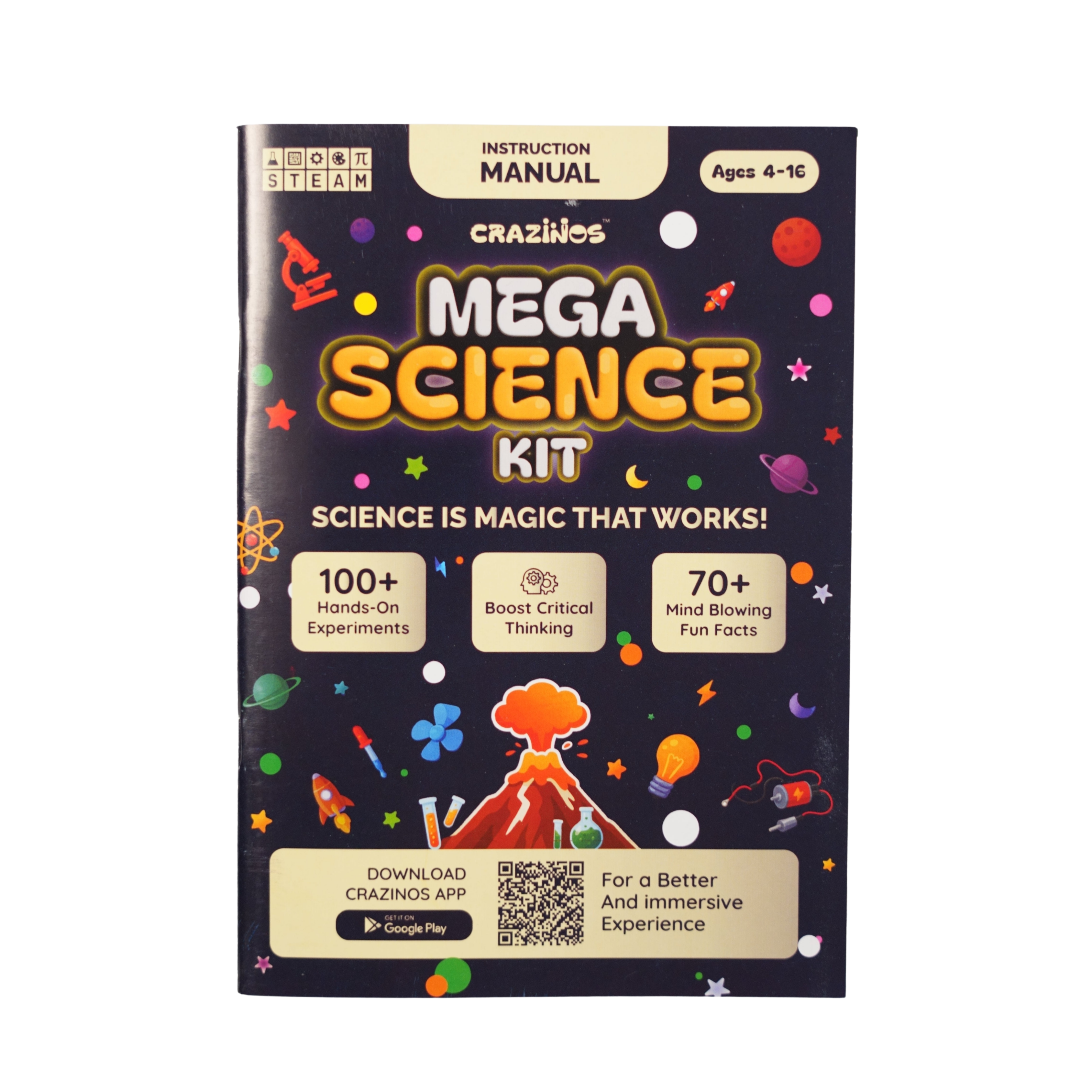 Mega Science Kit | School Projects |For 3 to 4 Learners | Ages 4 to 16| 200+ experiments and funfacts