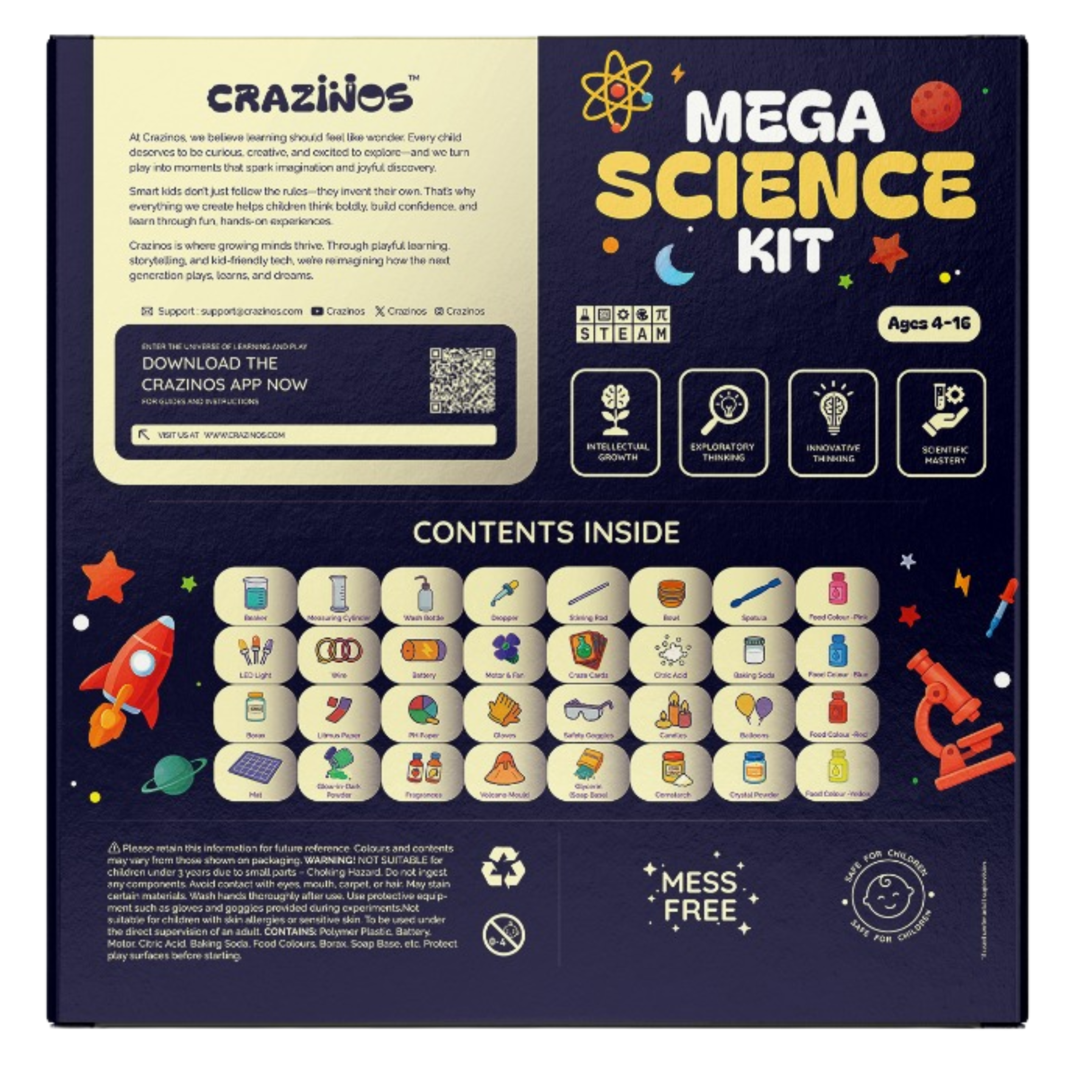 Mega Science Kit | School Projects |For 3 to 4 Learners | Ages 4 to 16| 200+ experiments and funfacts