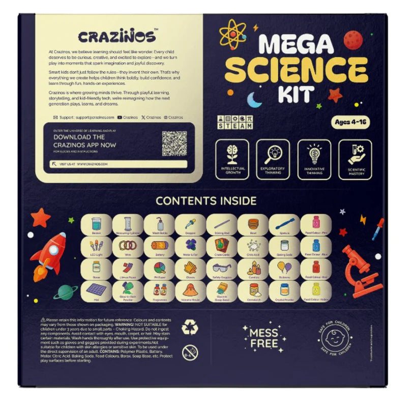 Mega Science Kit | School Projects |For 3 to 4 Learners | Ages 4 to 16| 200+ experiments and funfacts | from Crazy XYZ