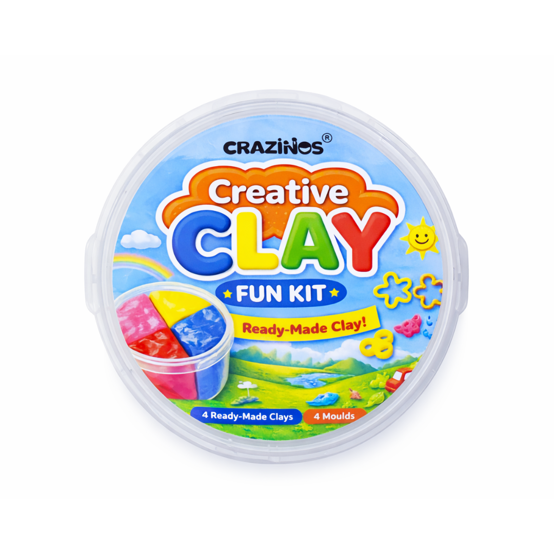 Crazinos Ready-Made slime Fun Bucket for Kids | 4 Ready-Made Clay Colours in bucket | 4 Moulds | Soft & Reusable DIY Clay Toy