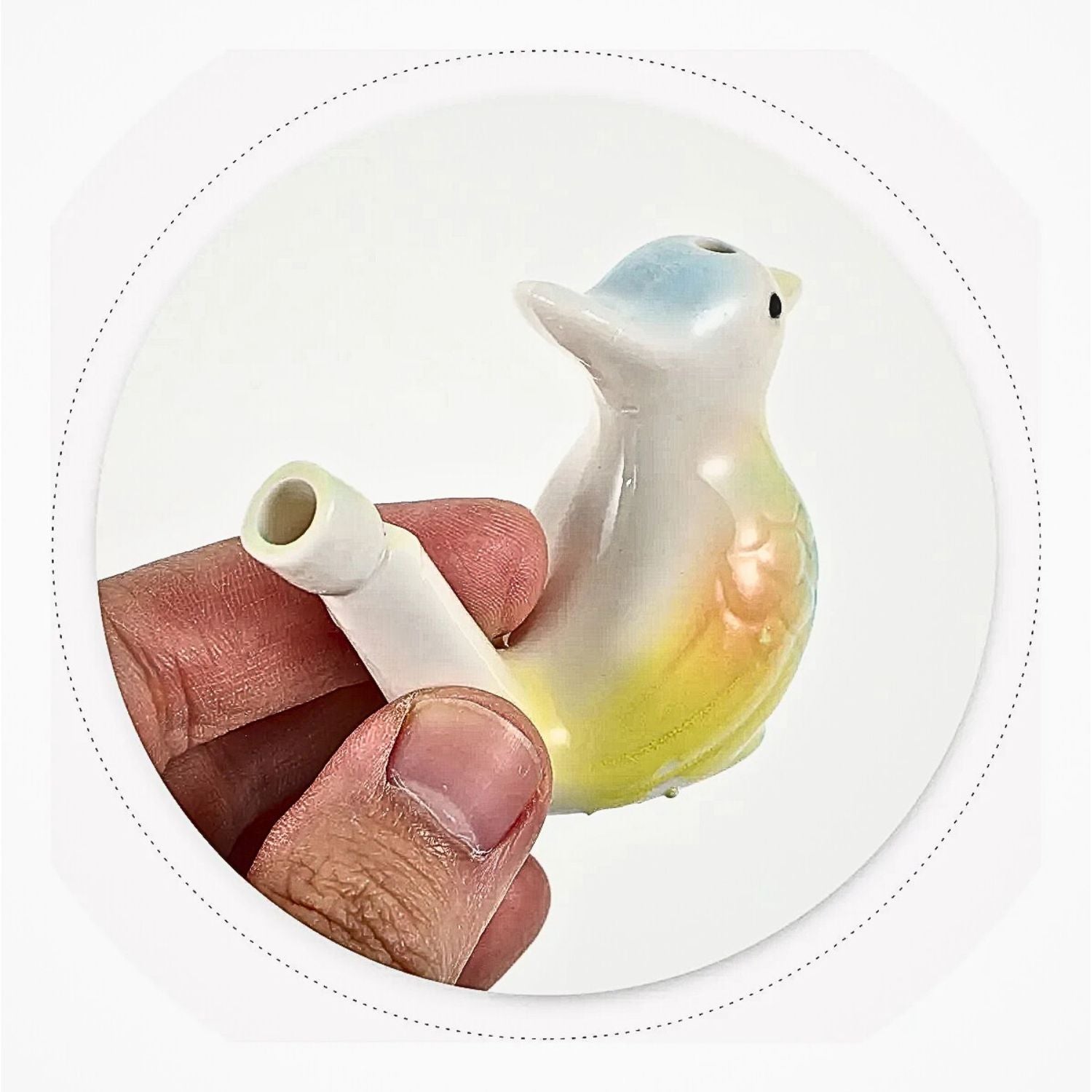 Ceramic Water Whistle Toy –Handmade Terracotta Animal figurative Instrument, Fill The Water and Blow The Bird for Different Sounds – Bird Whistle Music Toy