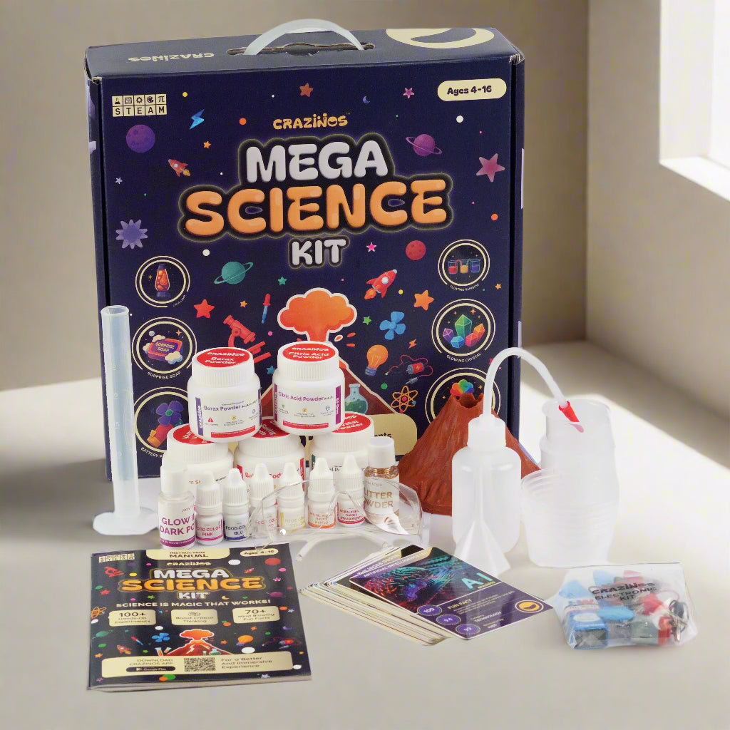 Mega Science Kit | School Projects |For 3 to 4 Learners | Ages 4 to 16| 200+ experiments and funfacts