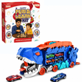 CRAZINOS Ultimate Kids Fun Combo | 100+ Activities Learning Games Kit & Dinosaur Transport Truck with Foldable Race Track | STEM Educational Birthday Gift for Boys & Girls